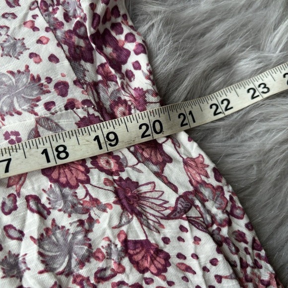 RXB Blouse Sz XL Cream Pink Floral Scoop Neck Short Flutter Sleeve Top Summer - Picture 7 of 8